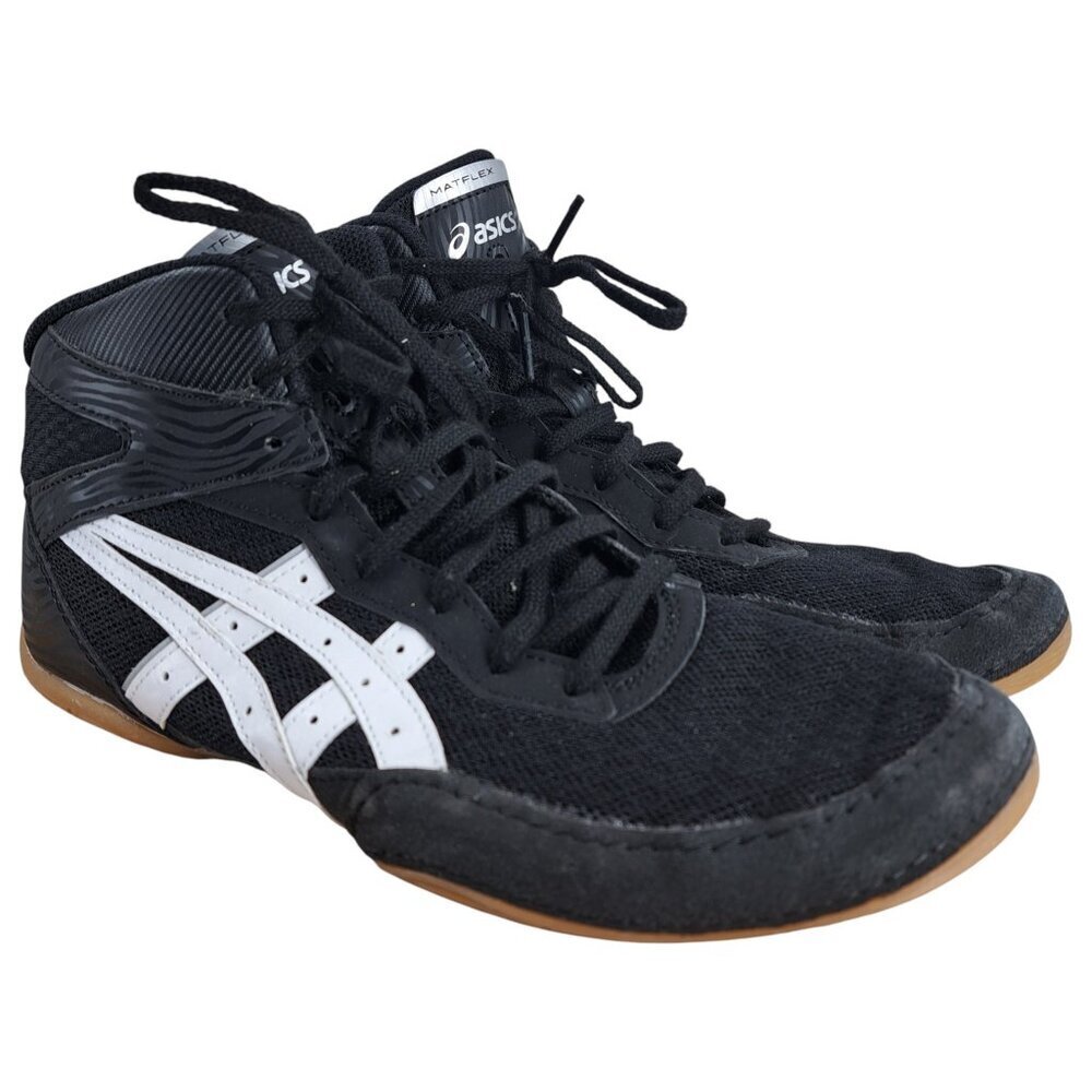 Asics Matflex 7 Black White Gum Sole Wrestling Shoes Size 8 EU 39.5 Zebra High